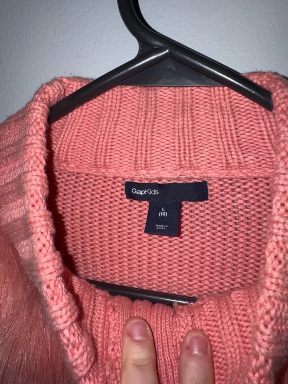 GAP Kids Coral Knit Zip Sweater with Faux Fur, size L (10)